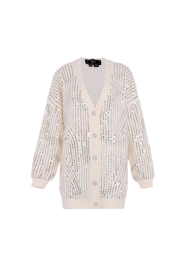 faina faina Плетена жилетка  сиво / бял памук