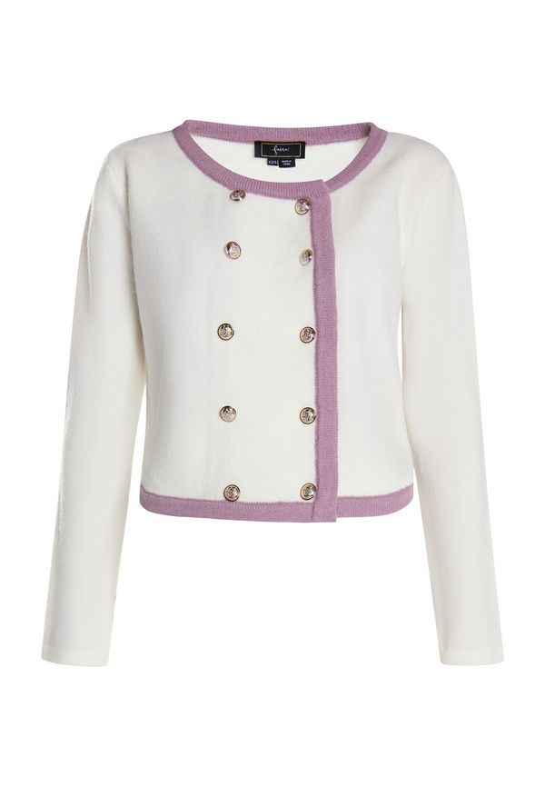 faina faina Плетена жилетка  светлолилаво / бяло