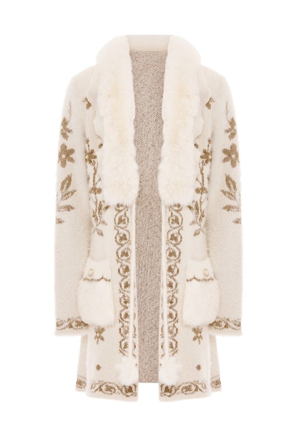 faina faina Плетена жилетка  злато / бял памук