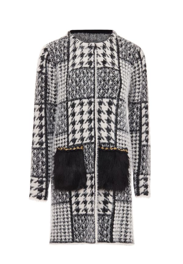 faina faina Плетена жилетка  злато / черно / бял памук