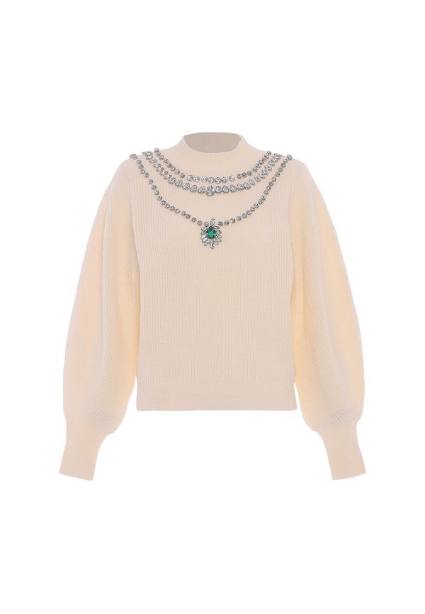 faina faina Пуловер  бежово / смарагдово зелено / сребърно