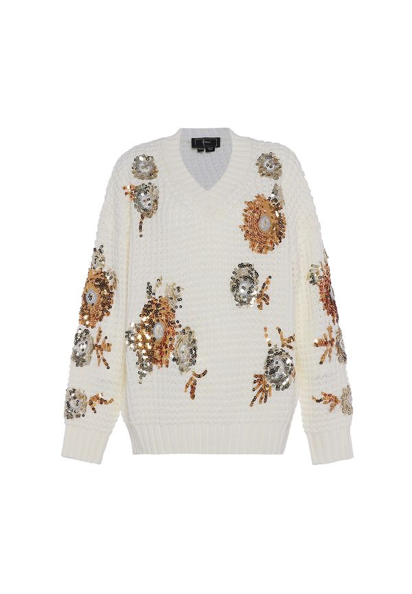 faina faina Пуловер  бронз / злато / бял памук