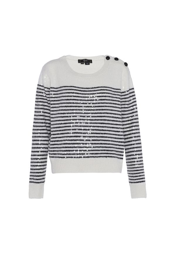 faina faina Пуловер  черно / бял памук