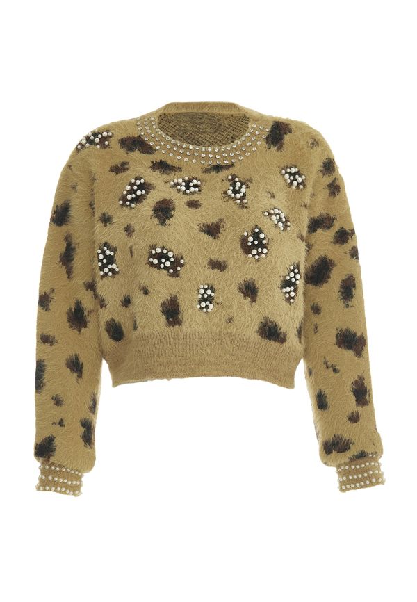 faina faina Пуловер  цвят "пясък" / шоколад / черно / перлено бяло