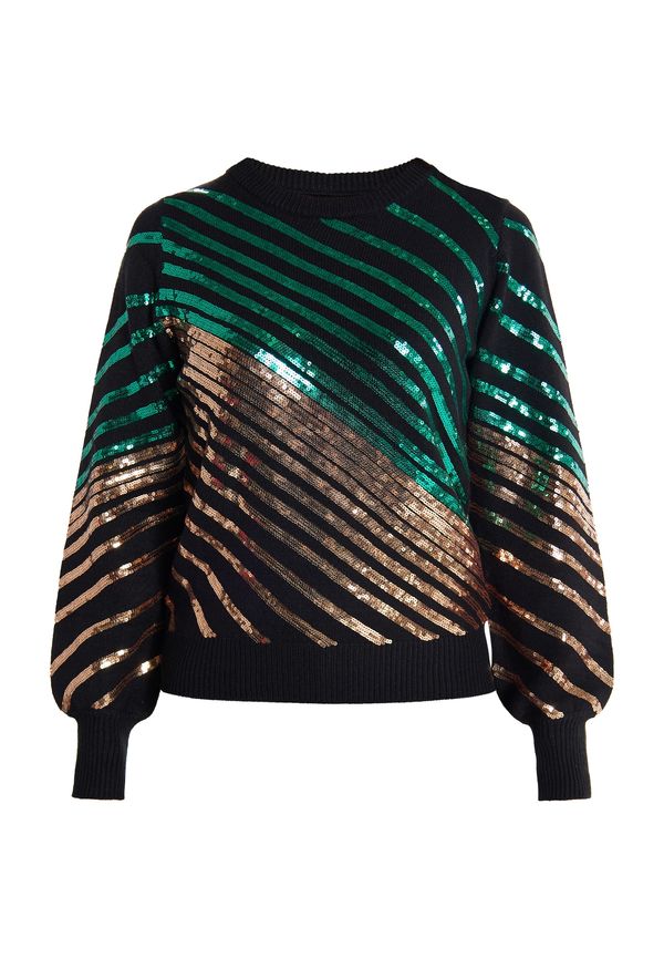 faina faina Пуловер 'Ikita'  злато / зелено / черно