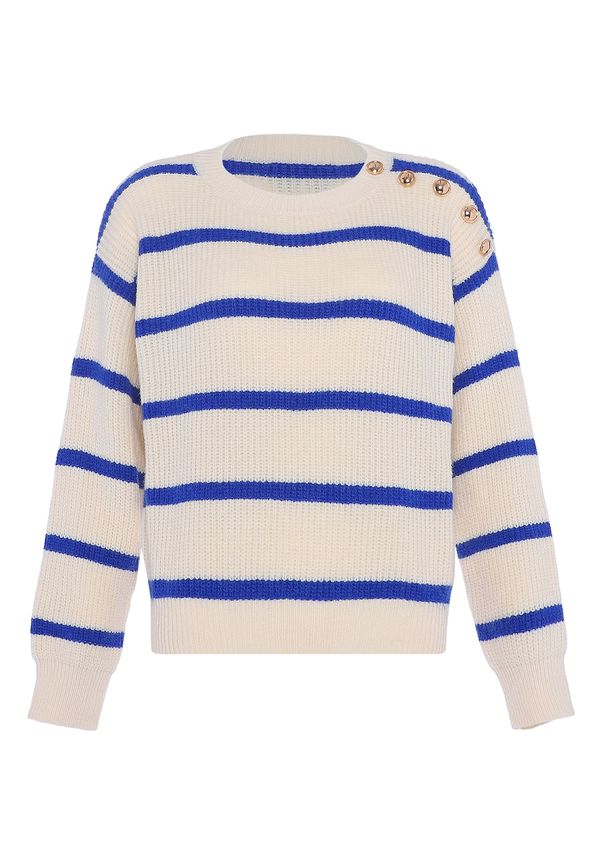 faina faina Пуловер  синьо / бял памук