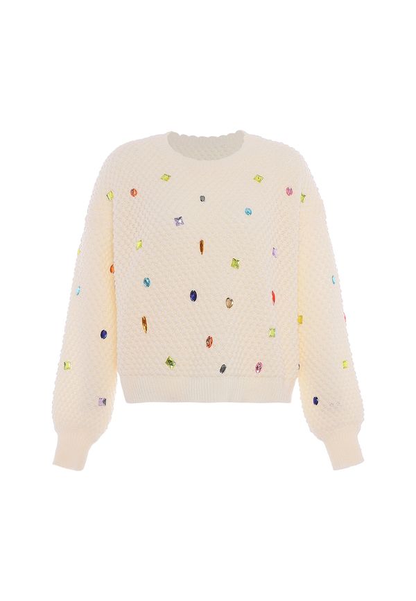 faina faina Пуловер  синьо / оранжево / бял памук