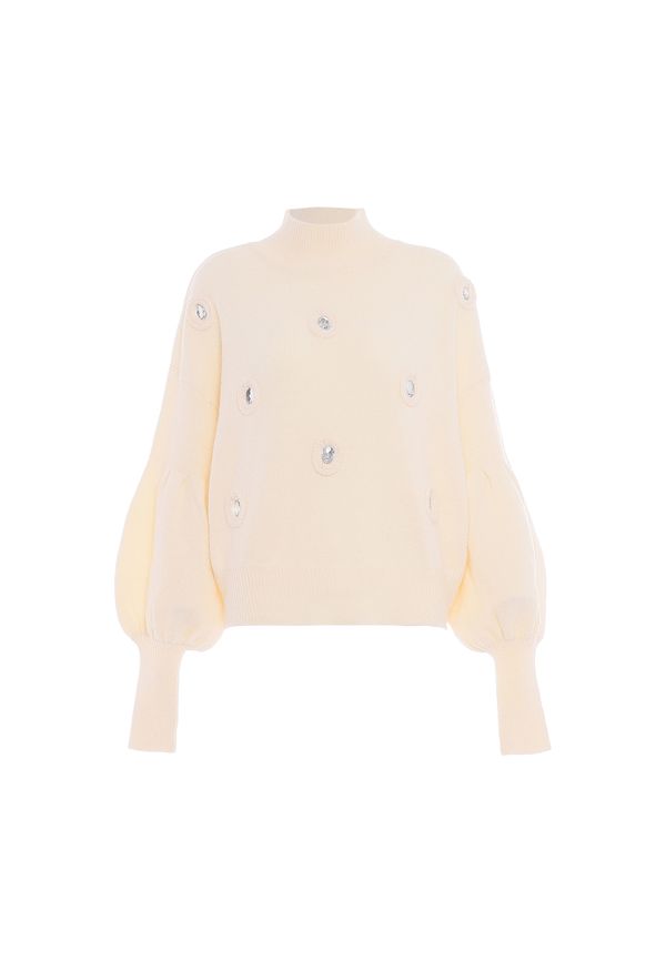 faina faina Пуловер  сребърно / бял памук