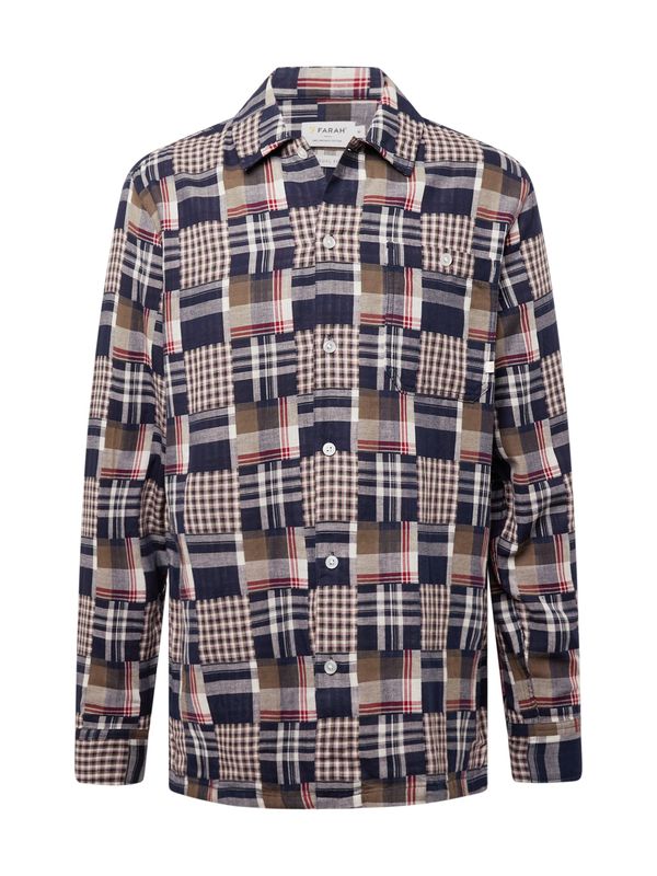 FARAH FARAH Риза 'WOMACK'  нейви синьо / кафяво / тъмночервено / бяло