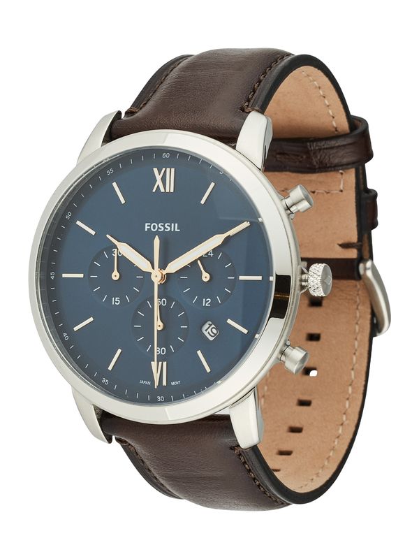 FOSSIL FOSSIL Аналогов часовник  синьо / кафяво / сребърно