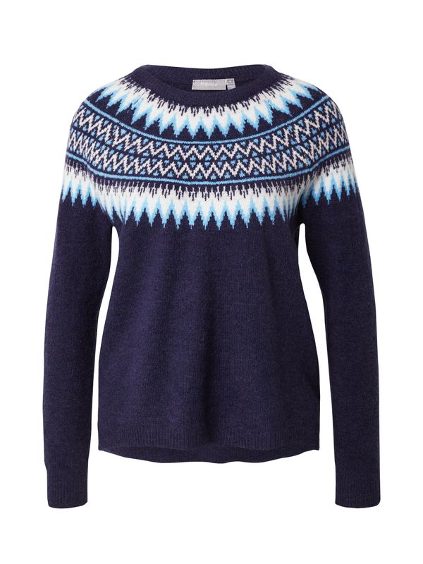 Fransa Fransa Пуловер 'ISABELLA'  нощно синьо / светлосиньо / бяло