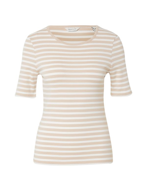 GANT GANT Тениска  цвят "пясък" / бяло