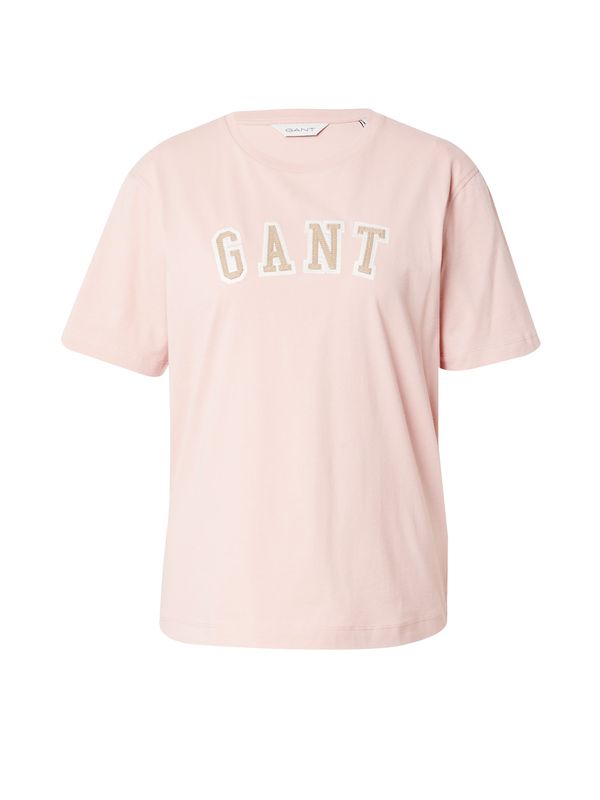 GANT GANT Тениска  светлокафяво / бледорозово / бяло
