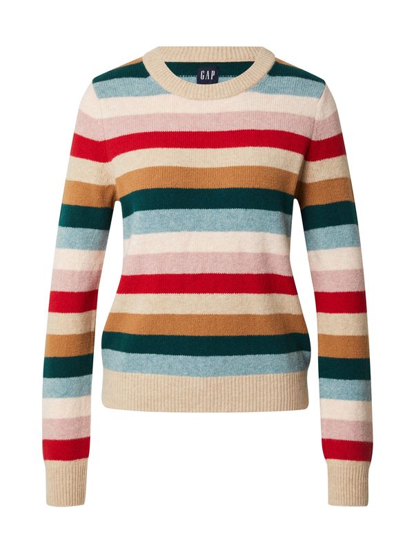 GAP GAP Пуловер  бежово / светлосиньо / смарагдово зелено / червено