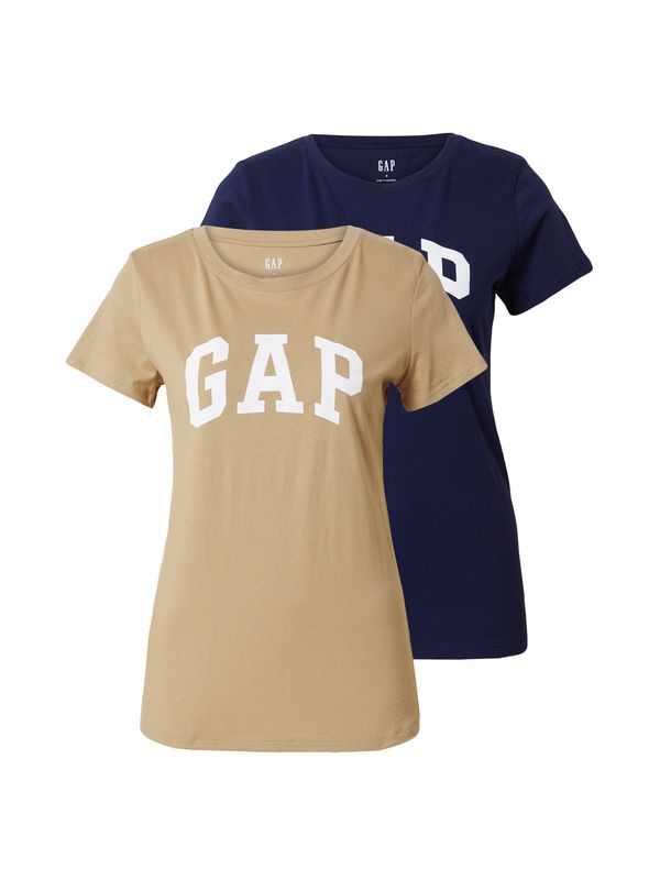 Gap Tall Gap Tall Тениска 'FRANCHISE'  цвят "пясък" / тъмносиньо / бяло