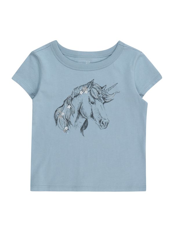 GAP GAP Тениска  гълъбово синьо / антрацитно черно / мръсно бяло