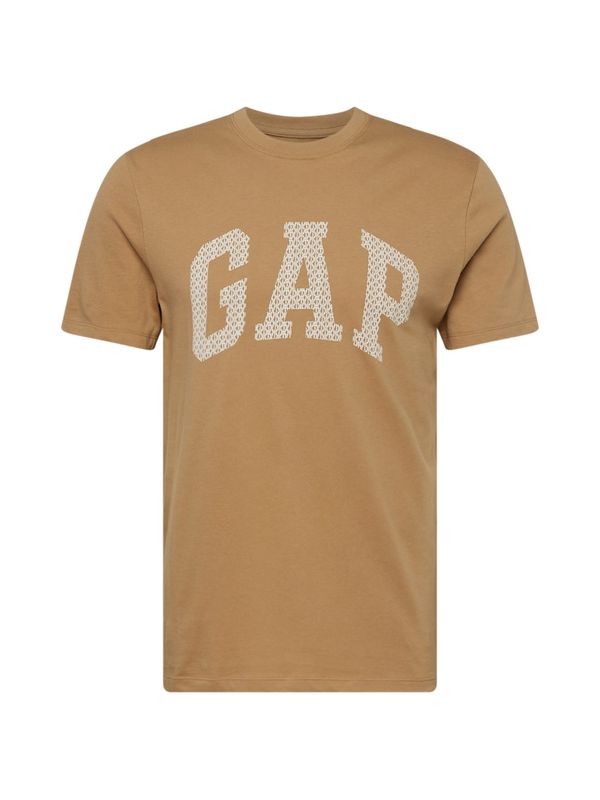 GAP GAP Тениска 'NOVELTY'  камел / мръсно бяло