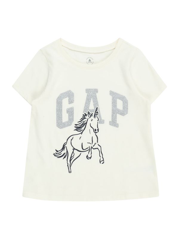 GAP GAP Тениска  слонова кост / черно / сребърно