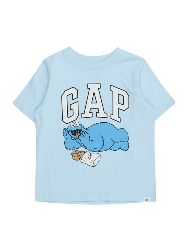 GAP GAP Тениска  светлосиньо / черно / мръсно бяло