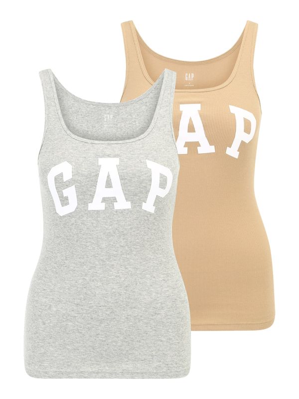 GAP GAP Топ  тъмнобежово / сив меланж / бяло