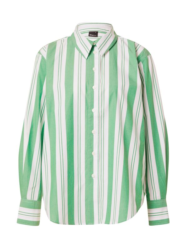 Gina Tricot Gina Tricot Блуза 'Anna'  зелено / бяло