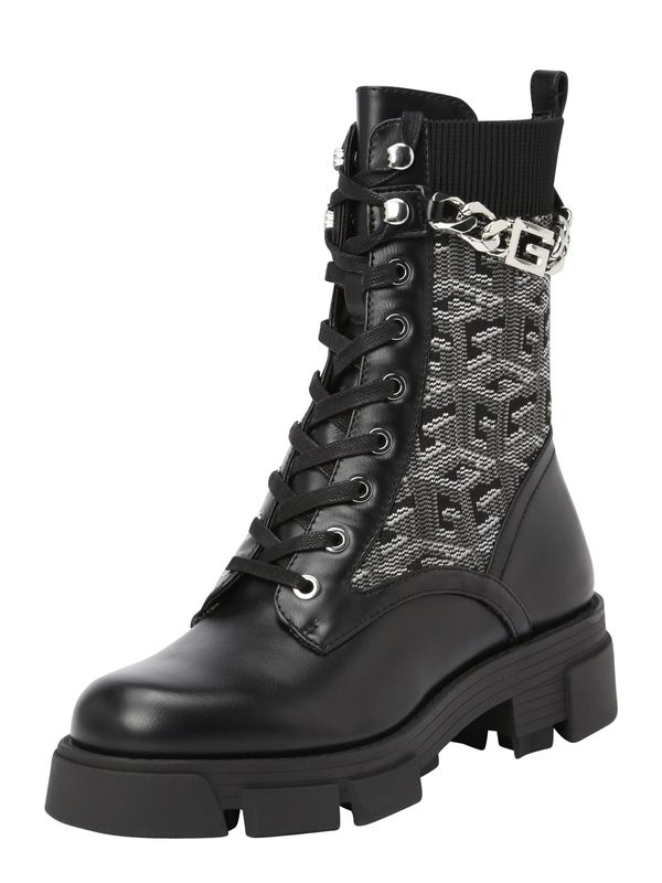 GUESS GUESS Ботуши с връзки 'MADIERA'  сиво / черно / сребърно / бяло