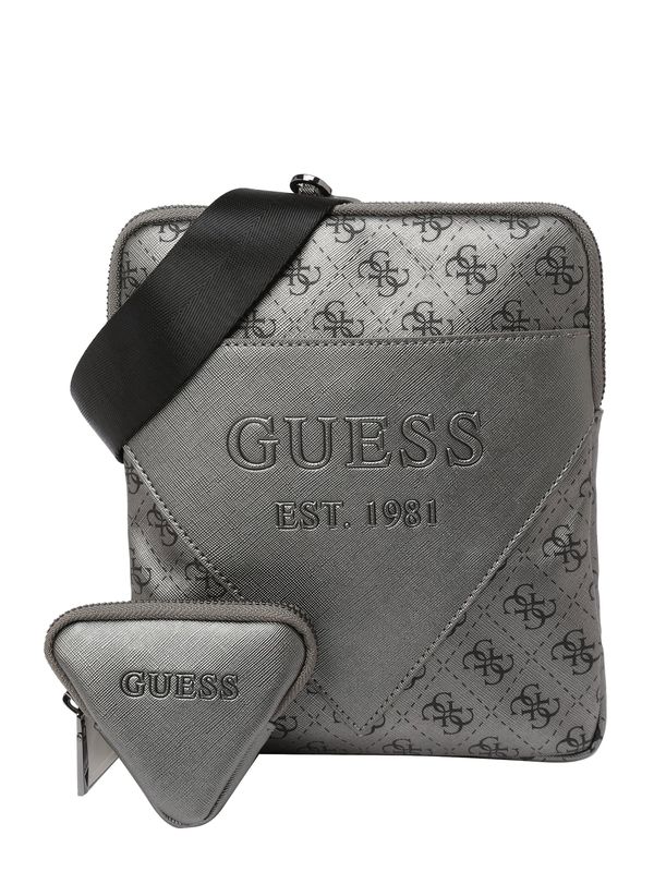 GUESS GUESS Чанта за през рамо тип преметка 'MILANO'  сребърно сиво / черно