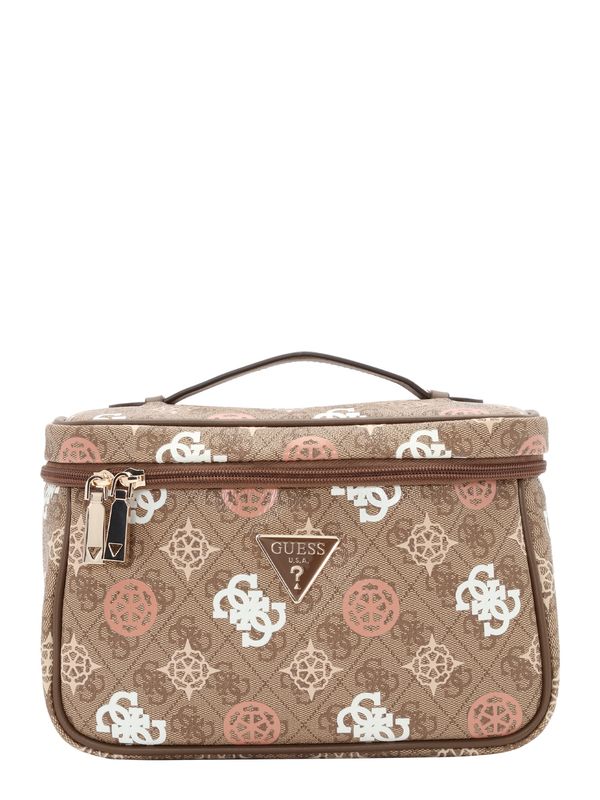 GUESS GUESS Чанта за тоалетни принадлежности  бежово / кафяво / светлооранжево / бяло