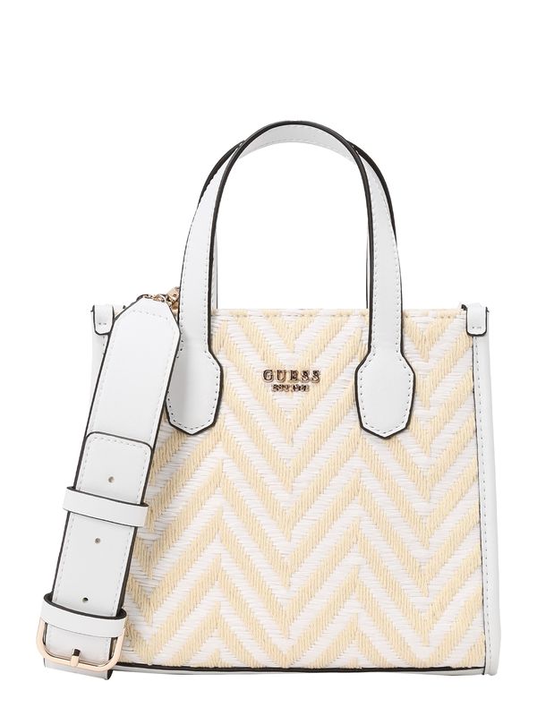 GUESS GUESS Дамска чанта 'SILVANA 2'  цвят "пясък" / черно / бяло