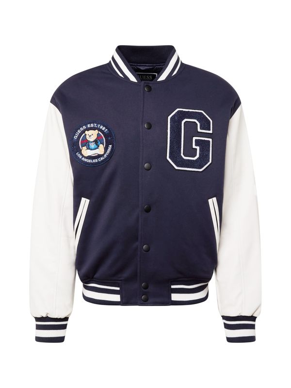 GUESS GUESS Преходно яке 'VARSITY'  тъмносиньо / кафяво / бяло