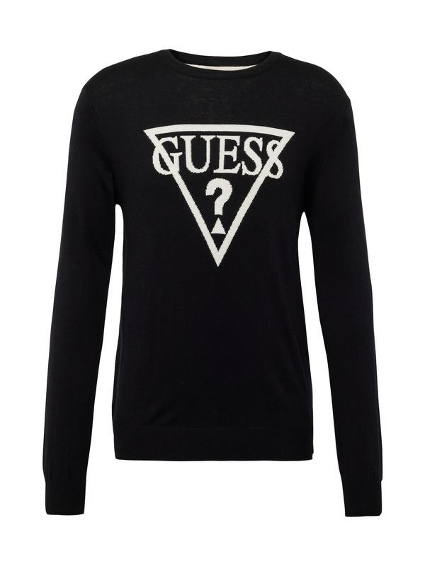 GUESS GUESS Пуловер 'BRODY'  черно / бяло