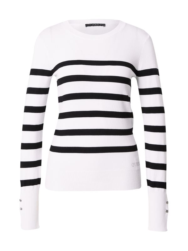 GUESS GUESS Пуловер 'ELINOR'  черно / сребърно / бяло