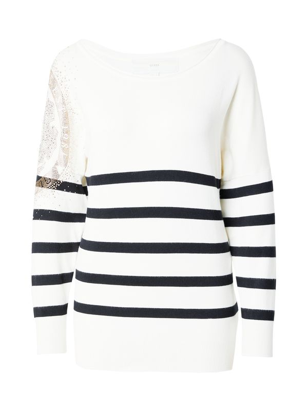 GUESS GUESS Пуловер 'LESLIE'  злато / черно / бяло