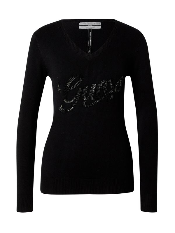 GUESS GUESS Пуловер 'MYLA'  черно / сребърно
