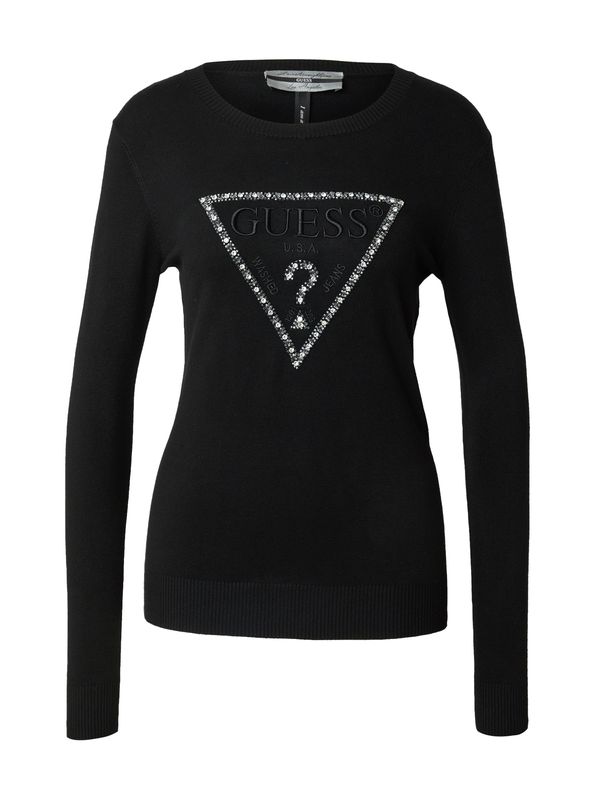 GUESS GUESS Пуловер 'Rosalie'  черно / сребърно