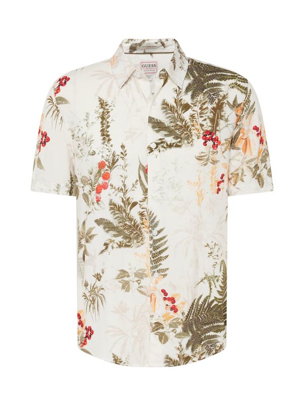 GUESS GUESS Риза 'BOTANIC GARDEN'  зелено / оранжево / червено / мръсно бяло