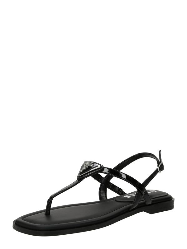 GUESS GUESS Сандали с разделител за пръстите 'Rainey'  черно / сребърно