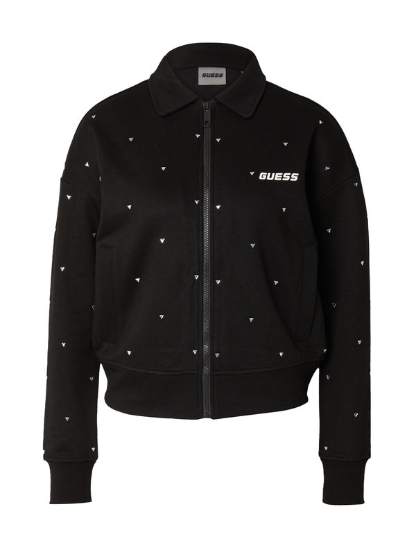 GUESS GUESS Спортна жилетка с качулка 'SKYLAR'  черно / бяло