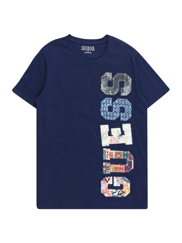 GUESS GUESS Тениска  бежово / лазурно синьо / тъмносиньо / кестеняво кафяво