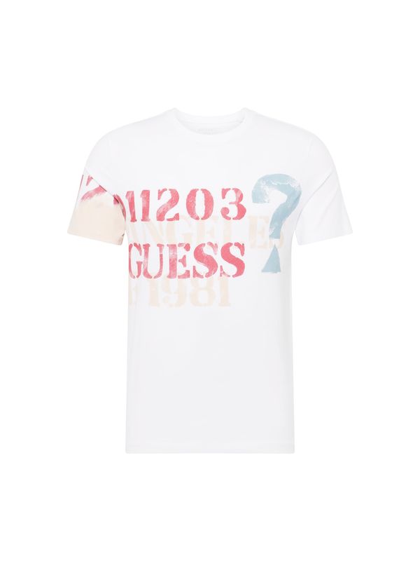 GUESS GUESS Тениска  бежово / светлосиньо / светлочервено / бяло