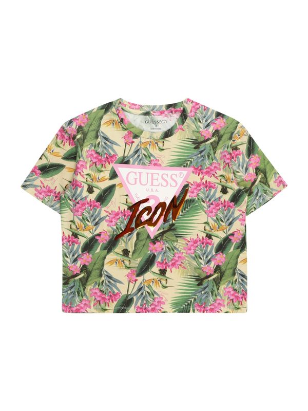 GUESS GUESS Тениска  бежово / зелено / розово / бяло