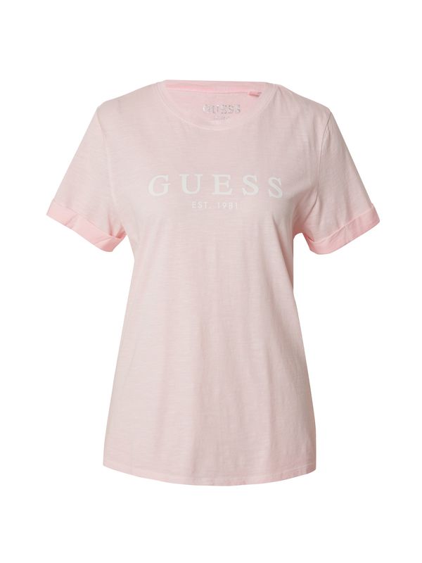 GUESS GUESS Тениска  бледорозово / бяло