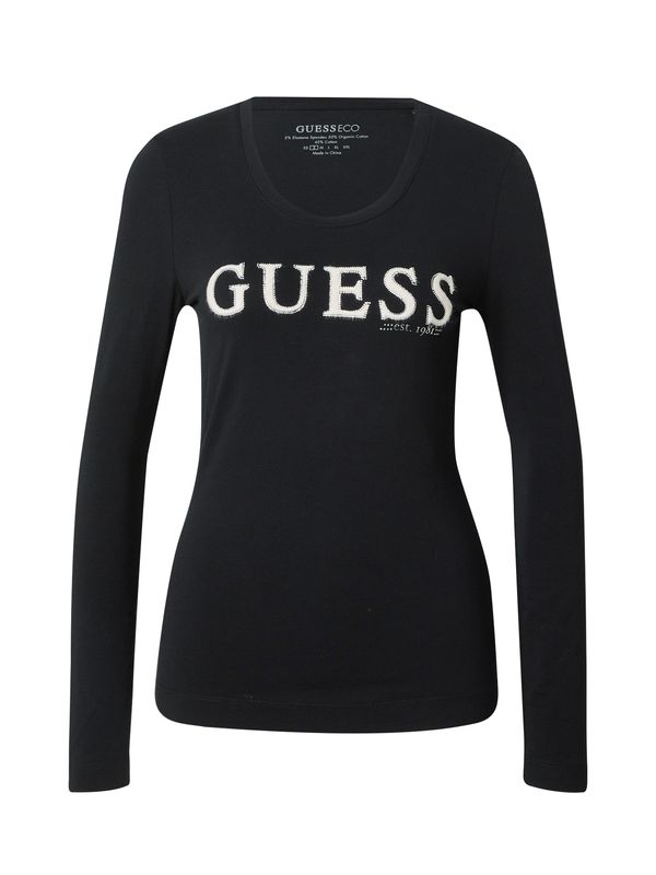 GUESS GUESS Тениска  черно / бяло