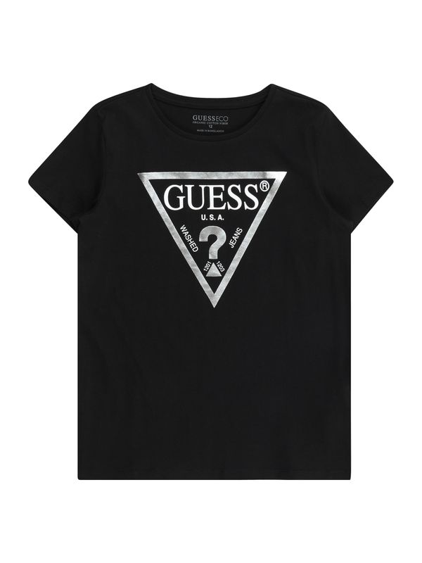 GUESS GUESS Тениска  черно / сребърно