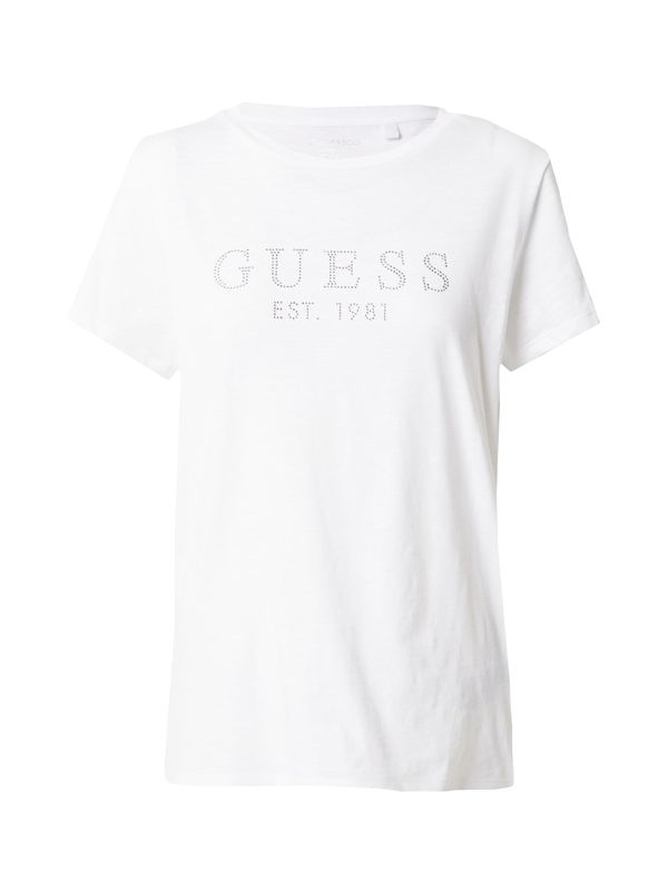 GUESS GUESS Тениска 'Crystal Easy'  сребърно / бял меланж