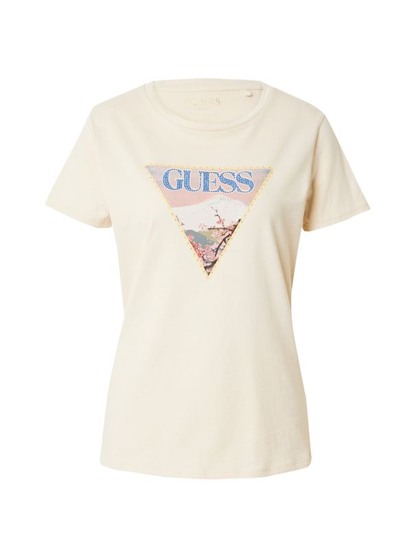 GUESS GUESS Тениска 'FUJI'  светлобежово / синьо / жълто / розе