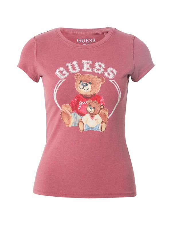 GUESS GUESS Тениска  кафяво / пъпеш / черно / бяло