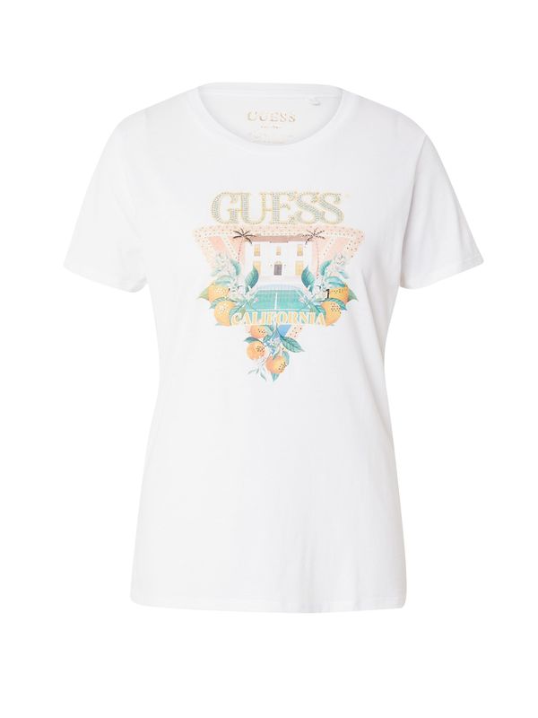 GUESS GUESS Тениска  кафяво / зелено / оранжево / бяло