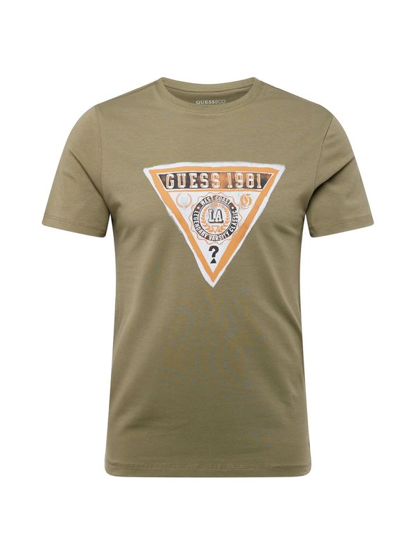 GUESS GUESS Тениска  каки / оранжево / бяло