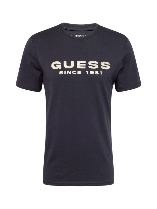 GUESS GUESS Тениска  кремаво / нейви синьо